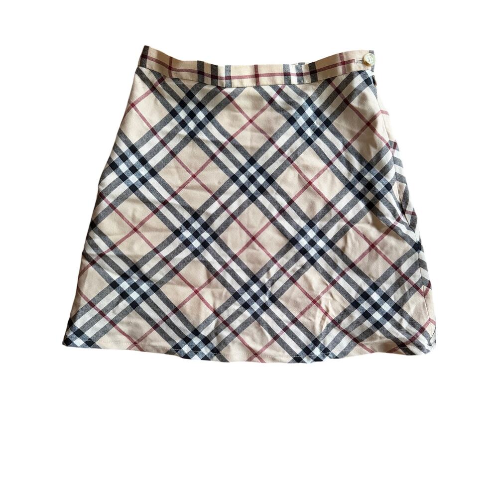Burberry Nova Check Plaid Mini Skirt Womens 26 Waist Beige Y2K Authentic